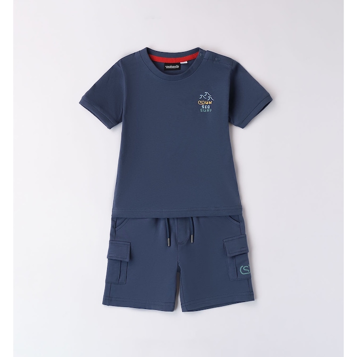 Compleu tricou si pantaloni scurti pentru baiat, Sarabanda, 0.8155, Bleumarin