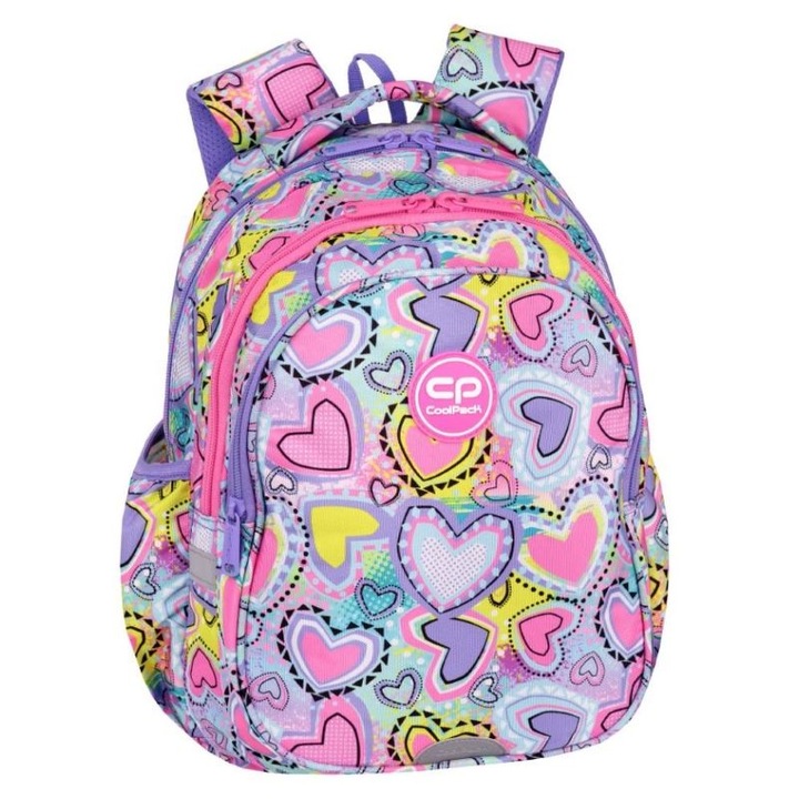 Rucsac scolar CoolPack Jerry Pastel Hearts, 28 x 39 x 15 cm, Multicolor