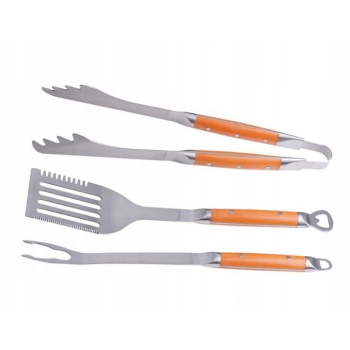 Set ustensile gratar Floraland, 3 piese, silicon, inox, 36cm