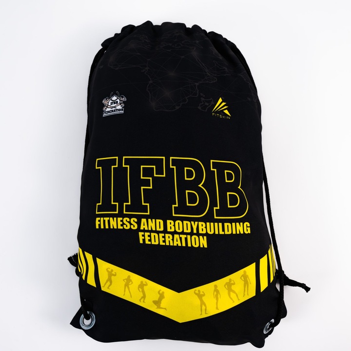 Saculet echipament Oficial IFBB, Negru/Galben