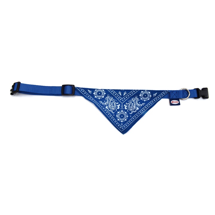 Zgarda nylon reglabila cu bandana albastra, XL, Albastru