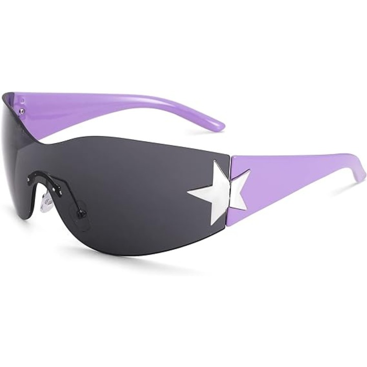 Ochelari de Soare Polarizati Y2K pentru Barbati si Femei, Stil Wrap Around, Protectie UV400, Ideali pentru Pescuit, Golf si Condus, Roz Orhidee cu Negru