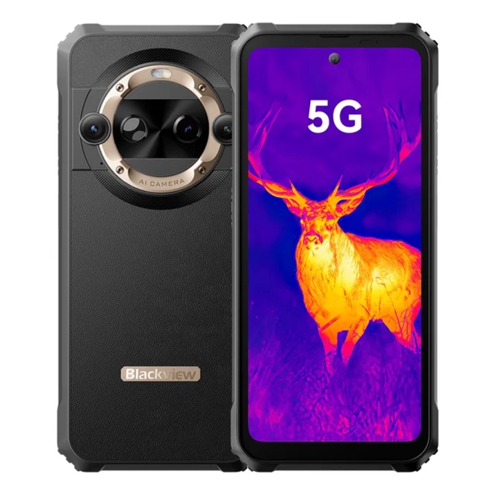 Mobiltelefon Blackview BL9000 Pro Aranyszín, 5G, FLIR® Lepton 3.5 hőkamera & MyFLIR® Pro APP, 6.78" 2.4K FHD+ 120Hz, 36GB RAM (12GB + 24GB), 512GB ROM, Android 14, 50MP, 8800mAh, 120W, MediaTek