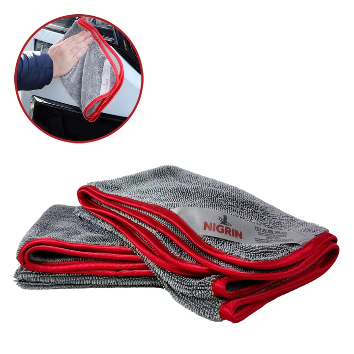 Set prosoape microfibre XL profesionale, uscare auto, Nigrin Performance, super absorbante, 60 x 40 cm, 2 buc