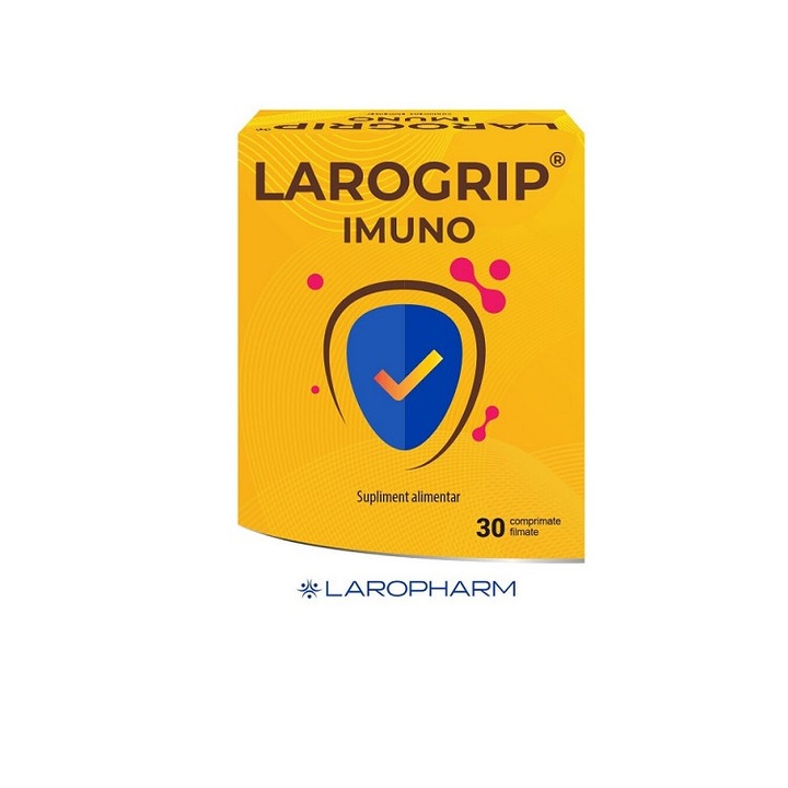 Supliment alimentar Larogrip Imuno - Vitamina C, Zinc, D3, Echinaceea, 30 comprimate filmate, Laropharm