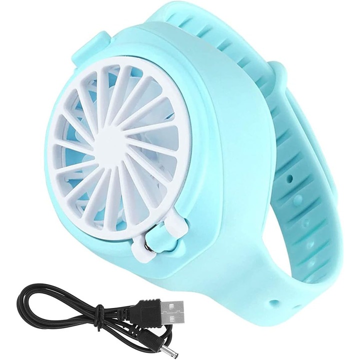 Hordozható ventilátor, műanyag, kék