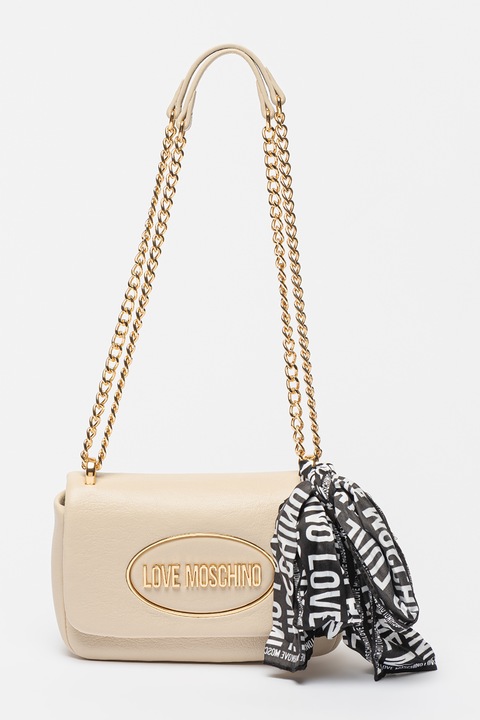 Love Moschino, Geanta crossbody cu esarfa, Bej deschis