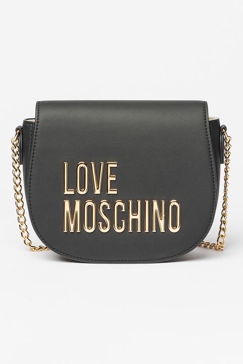 Love Moschino, Keresztpántos táska fémlogóval, Fekete