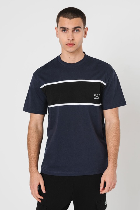 EA7, Logós pamutpóló, Fehér/Fekete/Tengerészkék, L