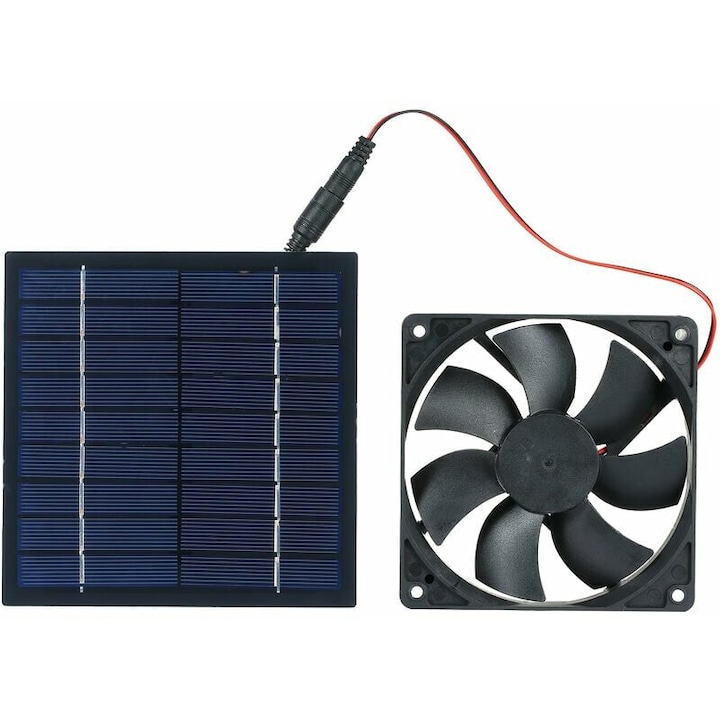 Ventilator solar portabil, rezistent la apa IP65, 5W 6V, pentru casute animale si sere