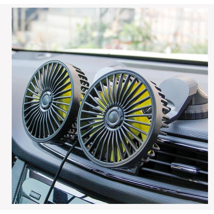 Преносим вентилатор за кола, 360 оборота, 3 скорости, безшумен, USB