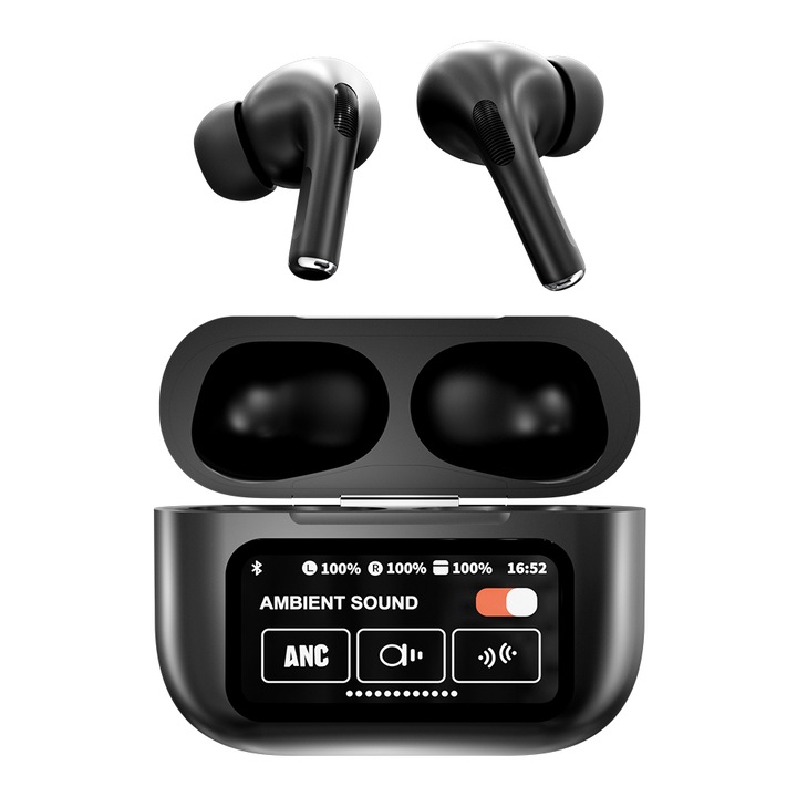 Bluetooth 5.4 vezeték nélküli fülhallgató, CHIGOODS®, TWS ANC ENC, in-ear, vezeték nélküli, sport, mikrofonnal, érintésvezérlés, hangasszisztens, fekete