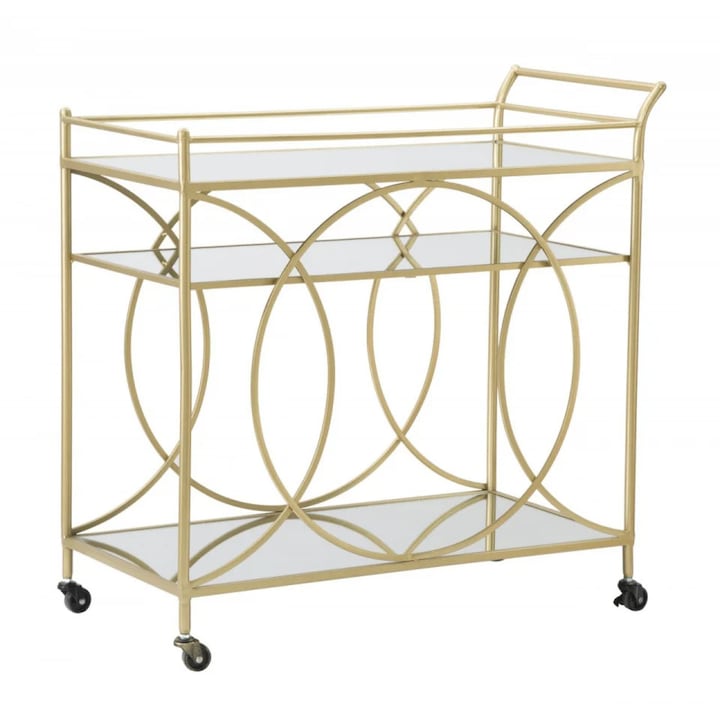 Carucior pentru servire din metal si sticla, 80 x 40 x 80 cm, Infinity Mauro Ferreti