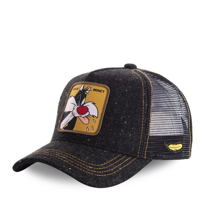 Sapca trucker Capslab Looney Tunes Sylvester, negru, ajustabila
