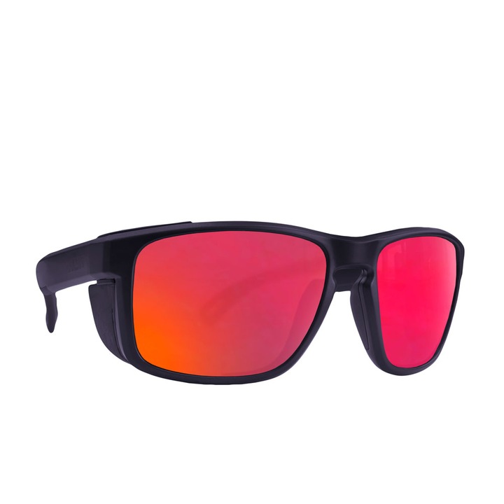 Ochelari de soare barbati Majesty Vertex, polarizati, protectie UV, negru mat, lentile rosu rubin