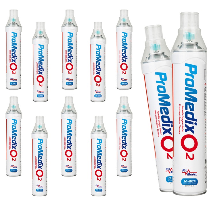 Inhalator portabil cu oxigen la cutie 99,4% Promedix 12L, PR-994, set 12 bucati