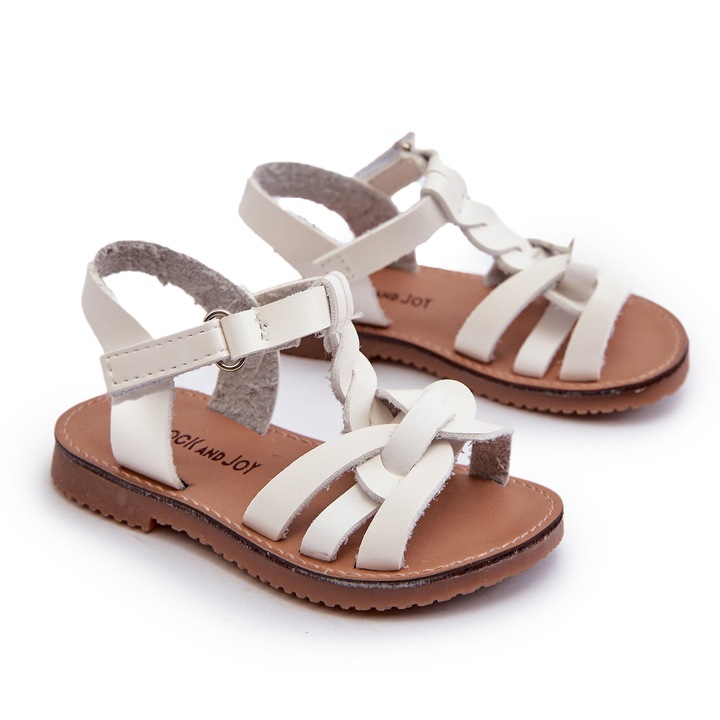Sandale fete din piele ecologica, Alb