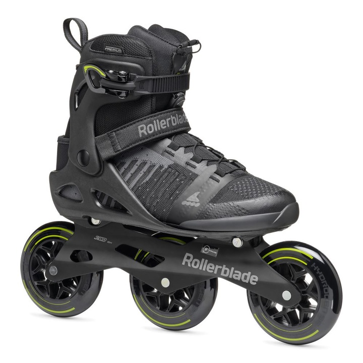 Role ROLLERBLADE Macroblade 110 3WD, cadru aluminiu, roti poliuretan 110mm, marime 39, negru/lime