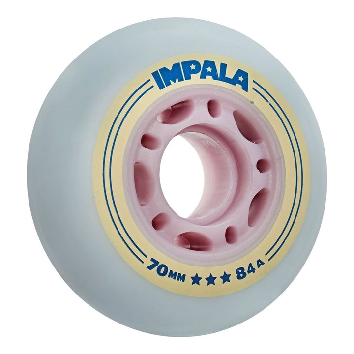 Role Impala, set 4 roti, 70x32mm, albastru cer/galben