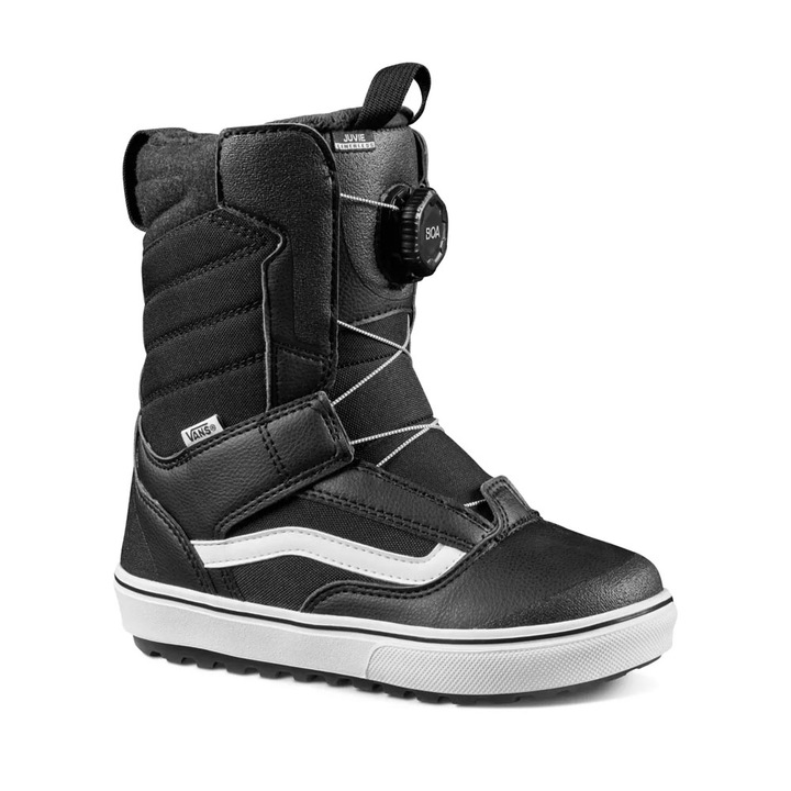 Ghete snowboard Vans Juvie Linerless K, tehnologie Linerless, sistem BOA, negru/alb, nivel incepator/intermediar