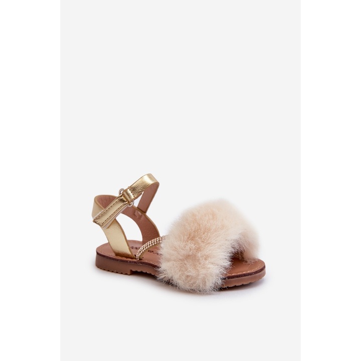 Sandale fete, Rock and Joy, Piele ecologica, Auriu, 35 EU