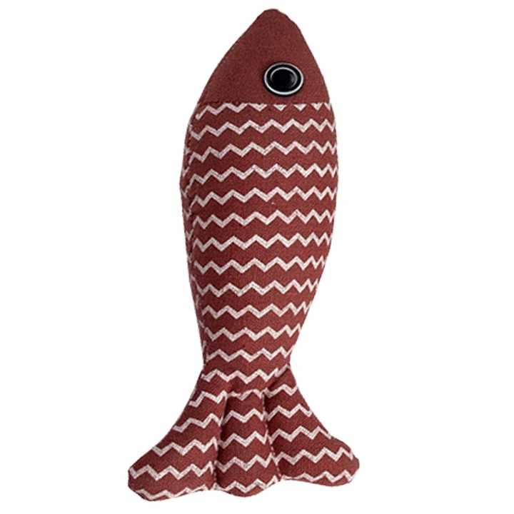 Котешка играчка QttvbTna, рибка с котешка билка, кафява, 20см