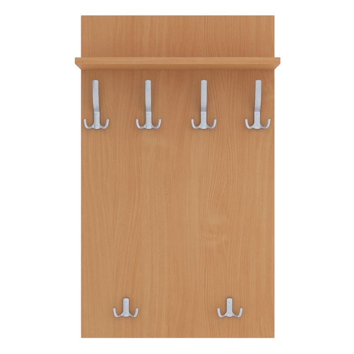 Cuier de perete MAXI cu carlige aluminiu AKKE, Fag, 120X60