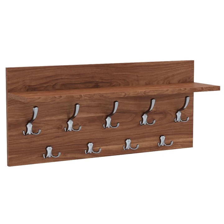 Cuier de perete VERTI cu carlige cromate AKKE, Visiniu, 40X70