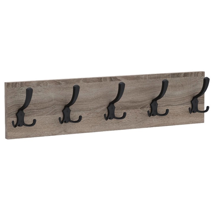 Cuier de perete PICO cu carlige negre AKKE, Trufe, 15X70