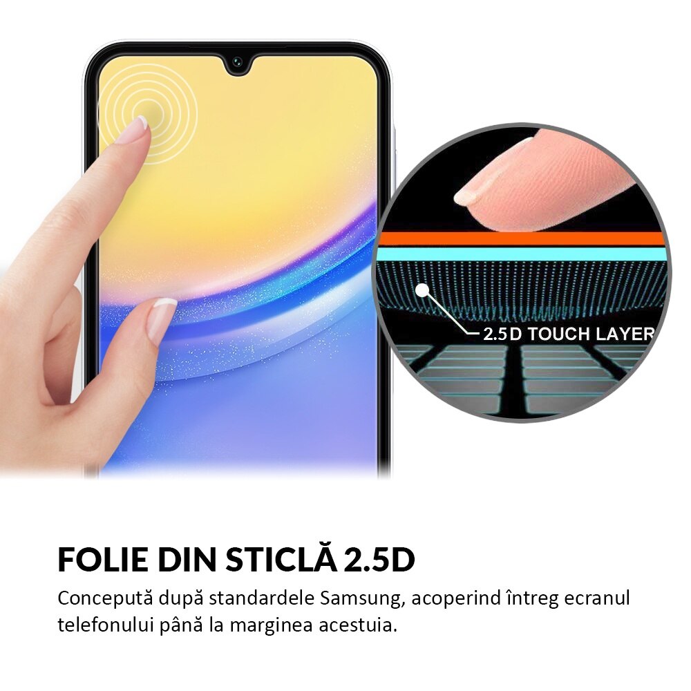 Folie Sticla Dr.Shield, Compatibil Samsung Galaxy A25 5G, Full Glue, Protectie Profesionala 2.5D