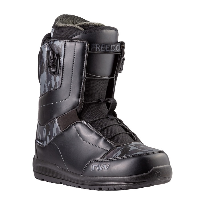 Ghete snowboard Northwave Freedom, sistem inchidere SLS, talpa Lightstep, negru camo