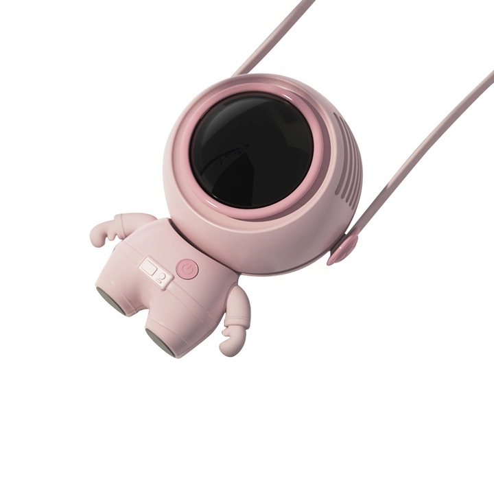 Astronaut hordozható ventilátor, többfunkciós, rózsaszín, USB töltés