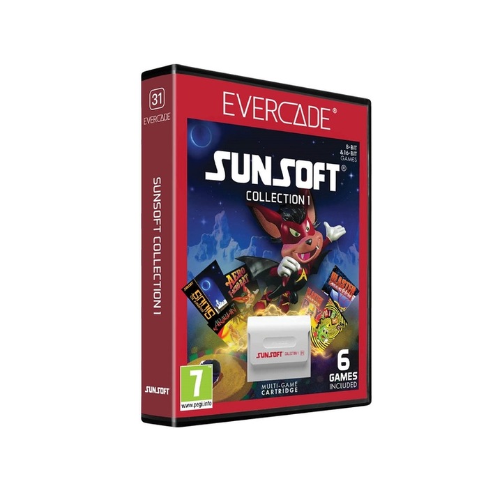 Комплект игри за конзола Evercade, #31, Sunsoft Collection 1, 6 в 1, Ретро, Мултиплеър
