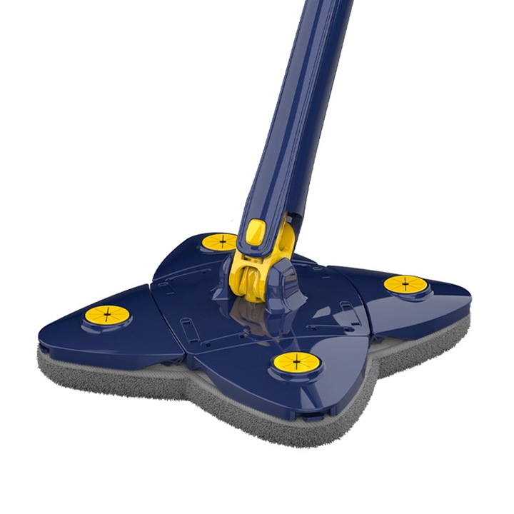 Mop cu Cap in Forma de Stea Teno®, rotire 360 grade, telescopic, curatare usoara, 123 cm, albastru/galben