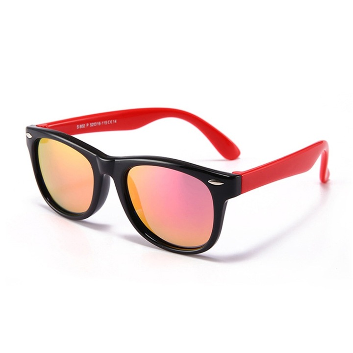 Детски слънчеви очила 3-8 години, UV защита, Polarized, Skyddar Kido D802 - Black Pink