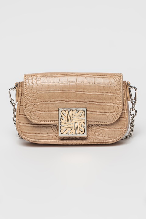 Steve Madden, Geanta crossbody din piele ecologica cu aspect de piele de crocodil Blilah, Bej