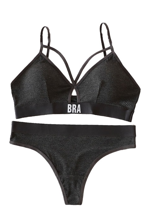 Комплект бельо от 2 части, push-up сутиен и прашки, XBX-8827, тъмносив 104629, Tъмносив, One Size