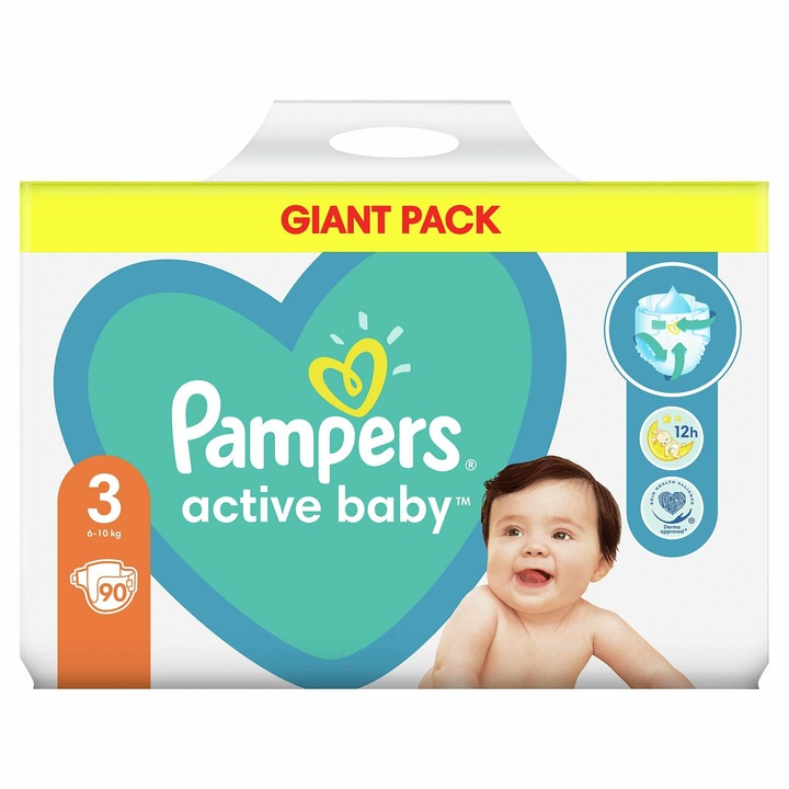 Scutece Pampers Active Baby, NR 3, 6-10 kg, 90 bucati