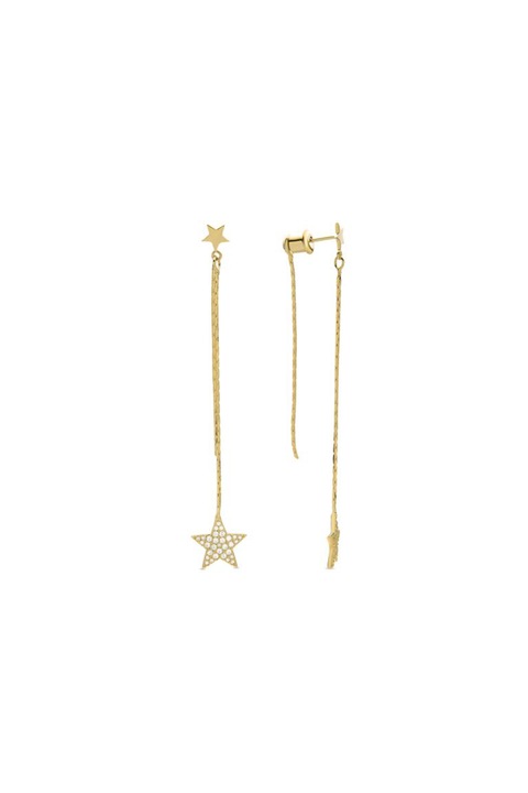 Cercei Nanvi LUXENTER din Argint 925 si lanturi finisatI cu Aur galben de 18K