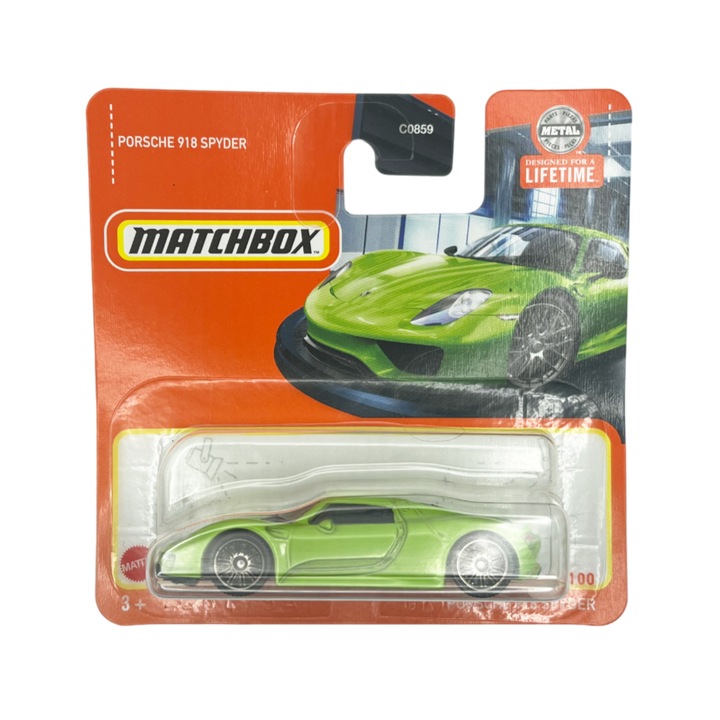 Количка Matchbox Porsche 918 Spyder, зелена, 1:64