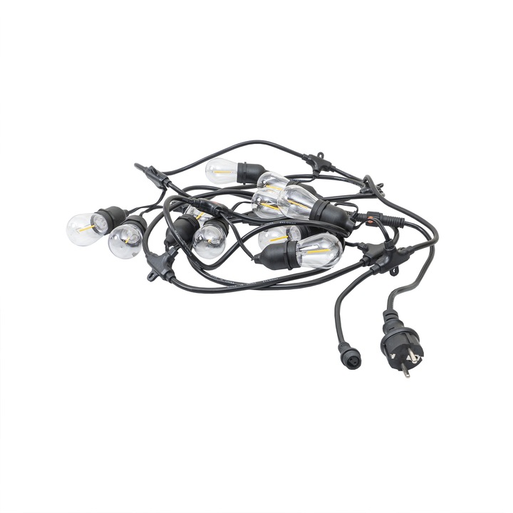 Ghirlanda luminoasa cu pendule, interconectabile, E27, IP65, 5 m, 10 becuri, culoare negru, B.S.P. / SL298_1