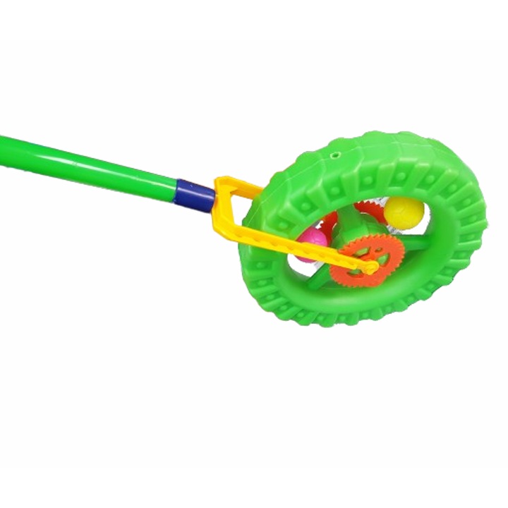 Roata de jucarie, impingere, plastic, verde