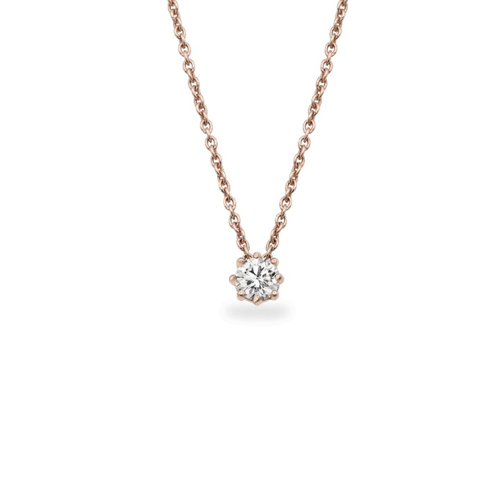 Colier la baza gatului Lux Solaris cu diamant natural 0.3 ct, aur roz 14k