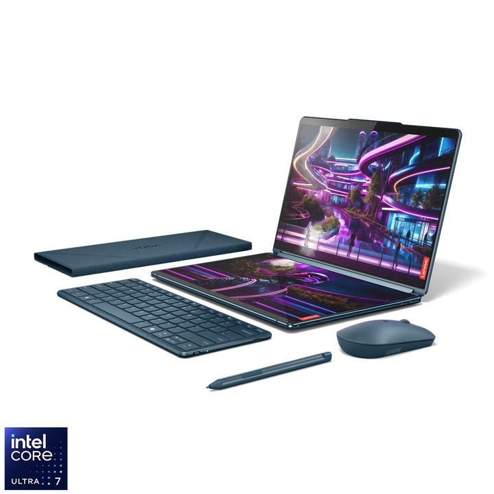 Lenovo Yoga Book 9 13IMU9 2x 13,3" 2,8K Touch OLED laptop, Intel® Core™ Ultra 7 155U, 32GB, 1TB SSD, Intel® Graphics, Windows® 11 Professional, Magyar billentyűzet, Kék - Lenovo Digital Pen 3