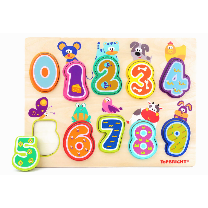 Puzzle din lemn cu cifre, Topbright Animals