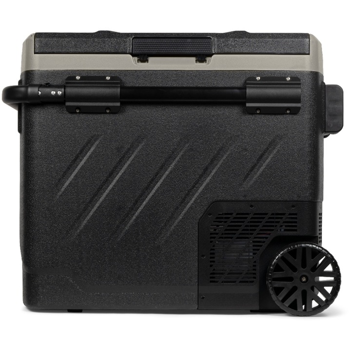 Електрическа хладилна кутия Steamy-E Roller, Bluetooth+App, Компресор, 12/24V, 110-240V, 58 л, Черен/Бежов