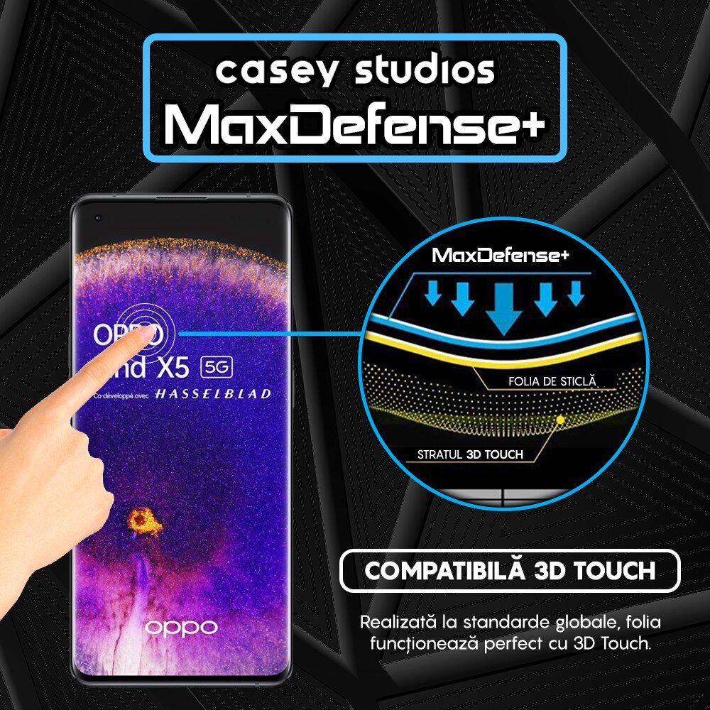 Folie Sticla CASEY STUDIOS compatibila cu Oppo Find X5 Pro, Full Glue, Ultra HD, Anti Zgarieturi, Anti Amprente, Anti Socuri, Margini Negre