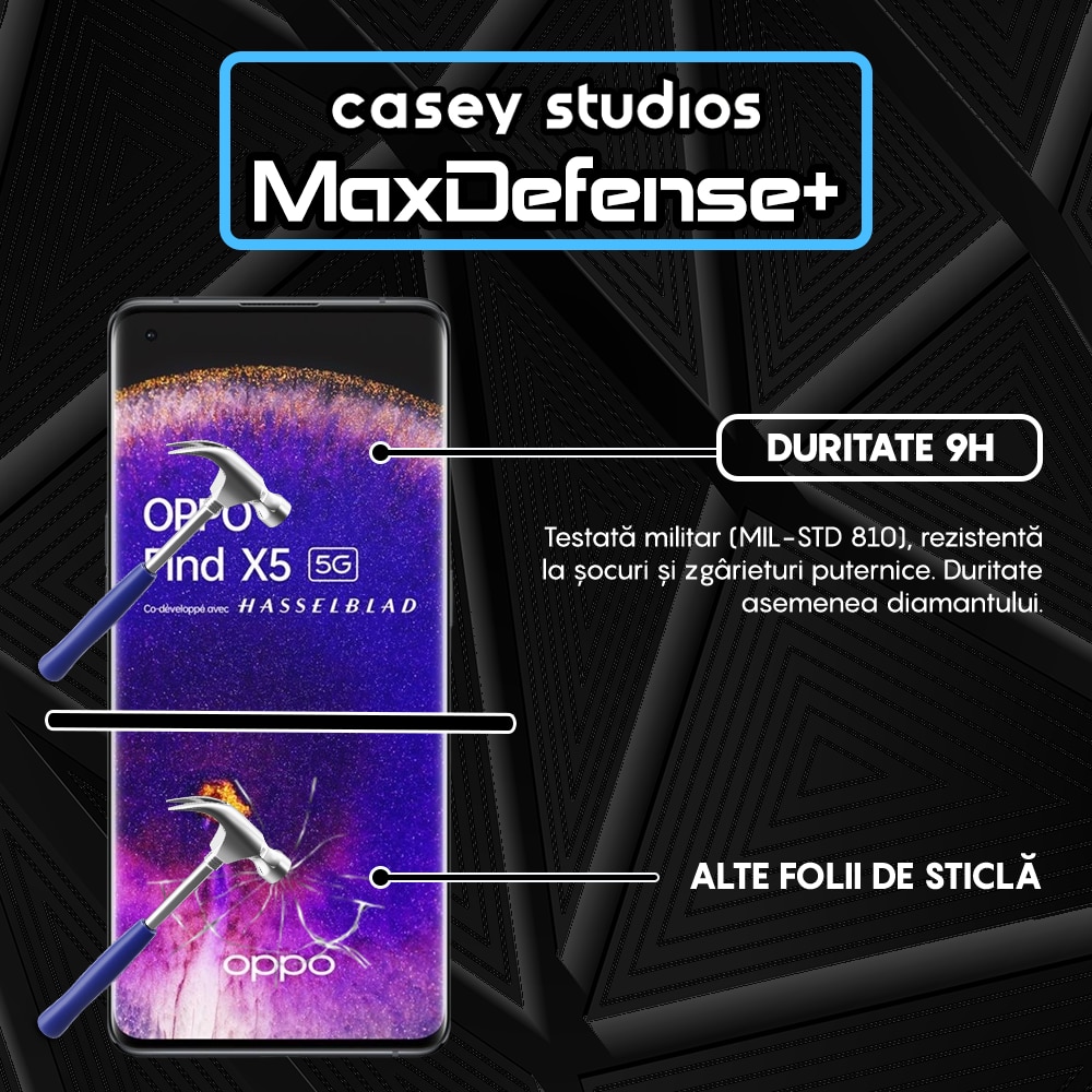 Folie Sticla CASEY STUDIOS compatibila cu Oppo Find X5 Pro, Full Glue, Ultra HD, Anti Zgarieturi, Anti Amprente, Anti Socuri, Margini Negre