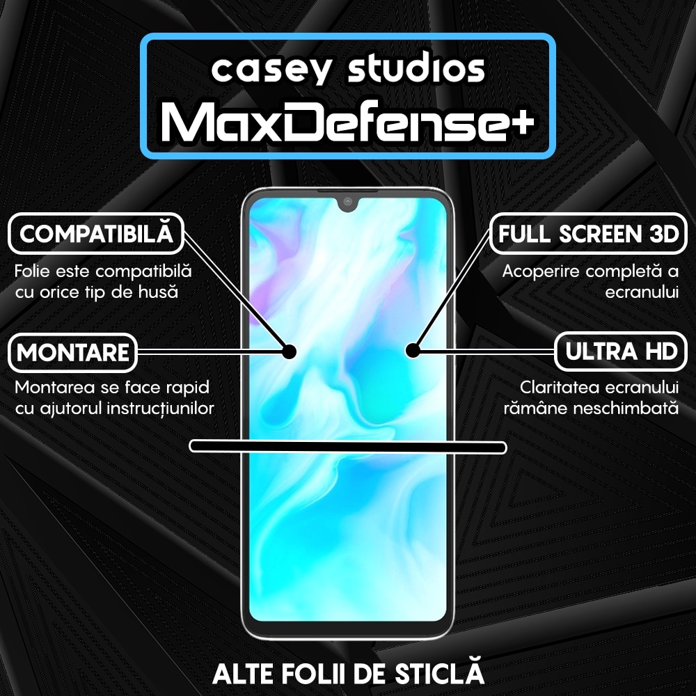 Folie Sticla CASEY STUDIOS™ compatibila cu Huawei P30 Lite / P30 Lite New Edition, Full Cover 3D, Full Glue, Ultra HD, Anti Zgarieturi, Anti Amprente, Anti Socuri, Margini Negre