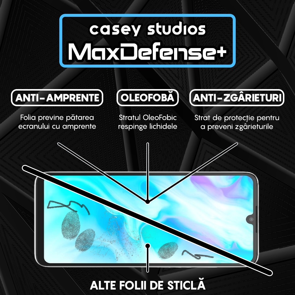 Folie Sticla CASEY STUDIOS™ compatibila cu Huawei P30 Lite / P30 Lite New Edition, Full Cover 3D, Full Glue, Ultra HD, Anti Zgarieturi, Anti Amprente, Anti Socuri, Margini Negre